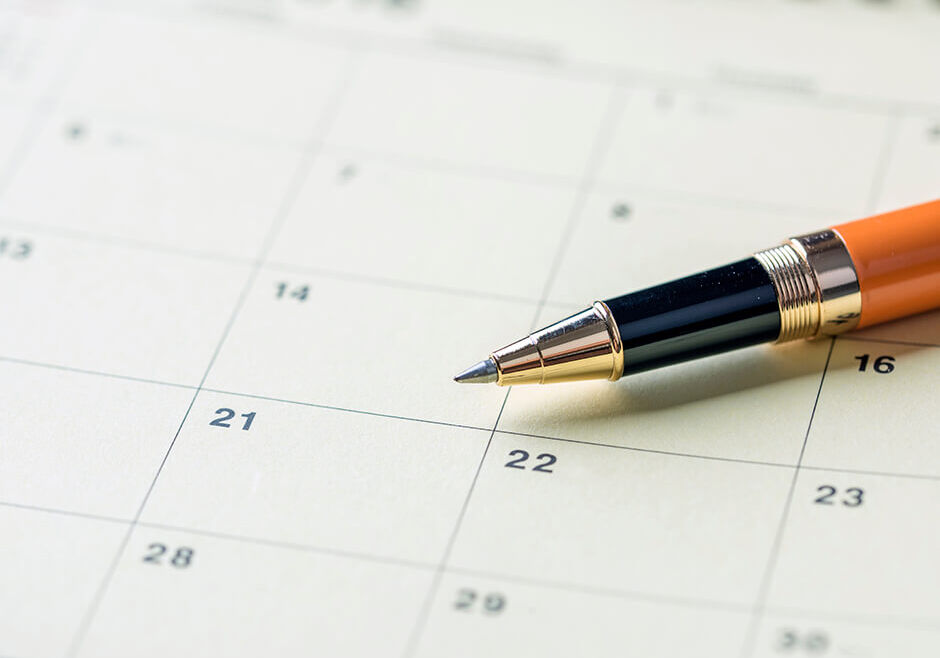 Pen on calendar